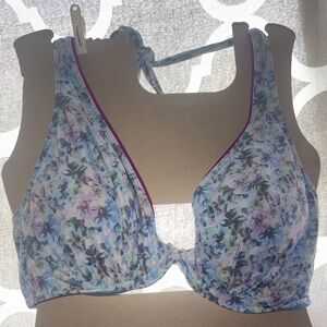 Floral Underwire Bikini Top in Pastel Blue and Lavender